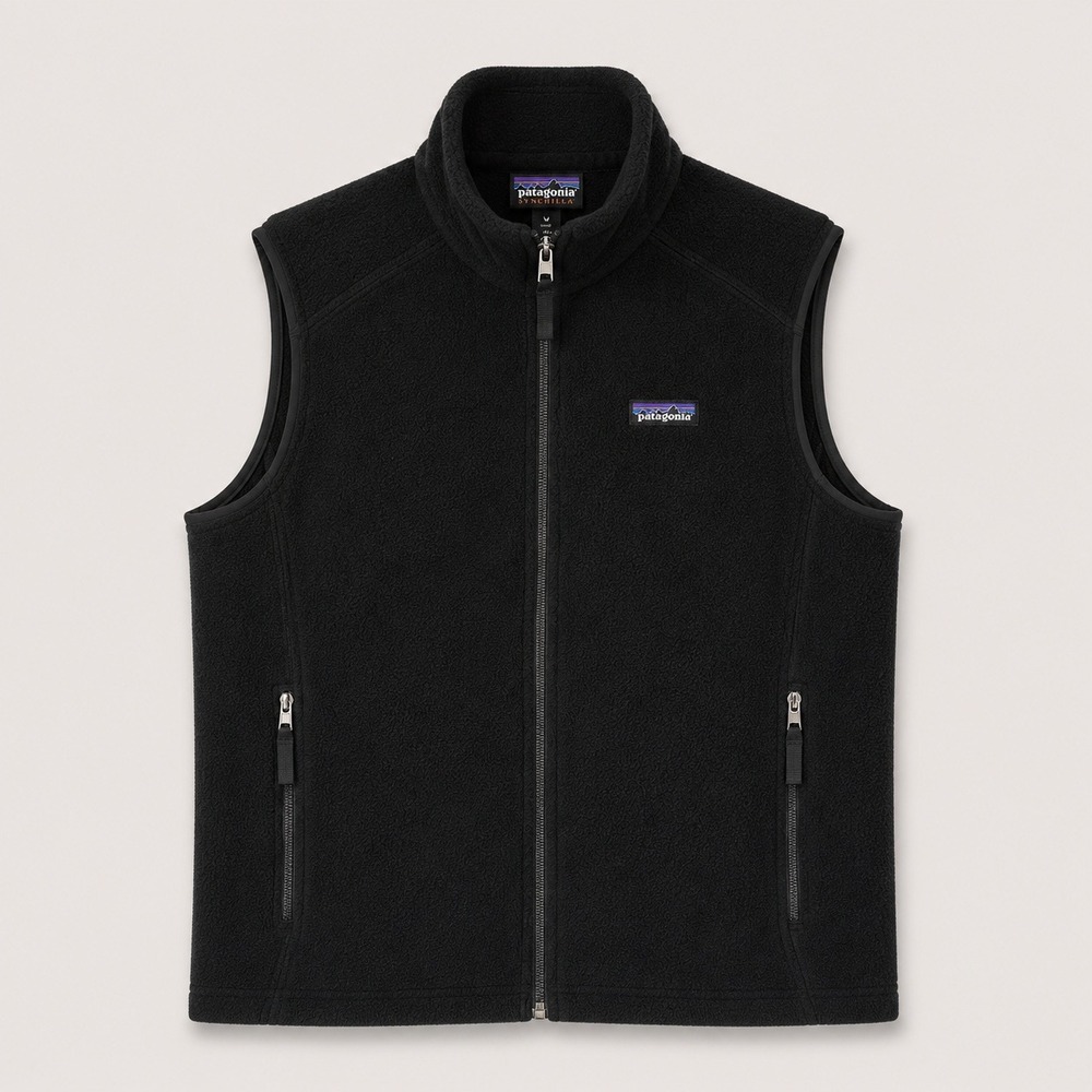 Patagonia Synchilla Fleece Vest Mens Large Black Full Zip Sleeveless Jacket